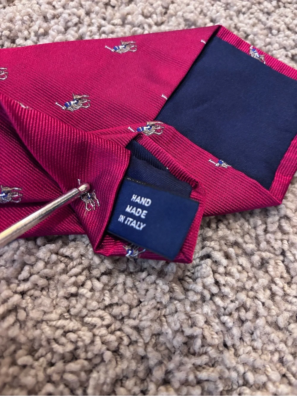 Vintage Polo Ralph Lauren Silk Deep Red Necktie | Polo Pony Logo | 57”